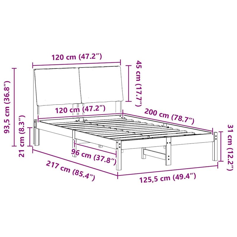 Casa si Gradina - Mobilier - Paturi si accesorii - Paturi - Cadru de pat maro si gri inchis 120 x 200 cm Lemn masiv de pin - Infinity.ro