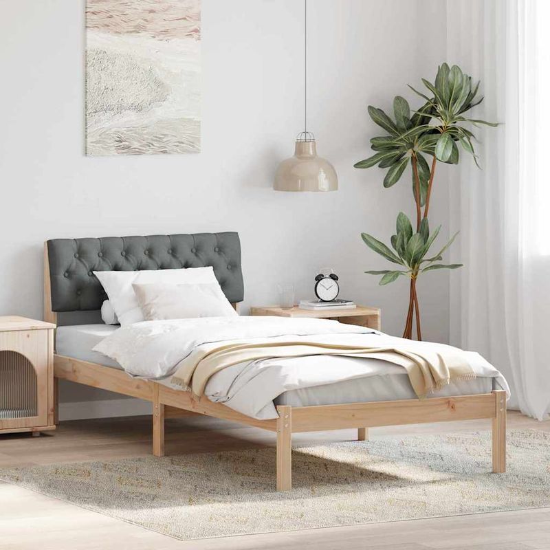Casa si Gradina - Mobilier - Paturi si accesorii - Paturi - Cadru de pat maro si gri inchis 90 x 190 cm Lemn masiv de pin - Infinity.ro