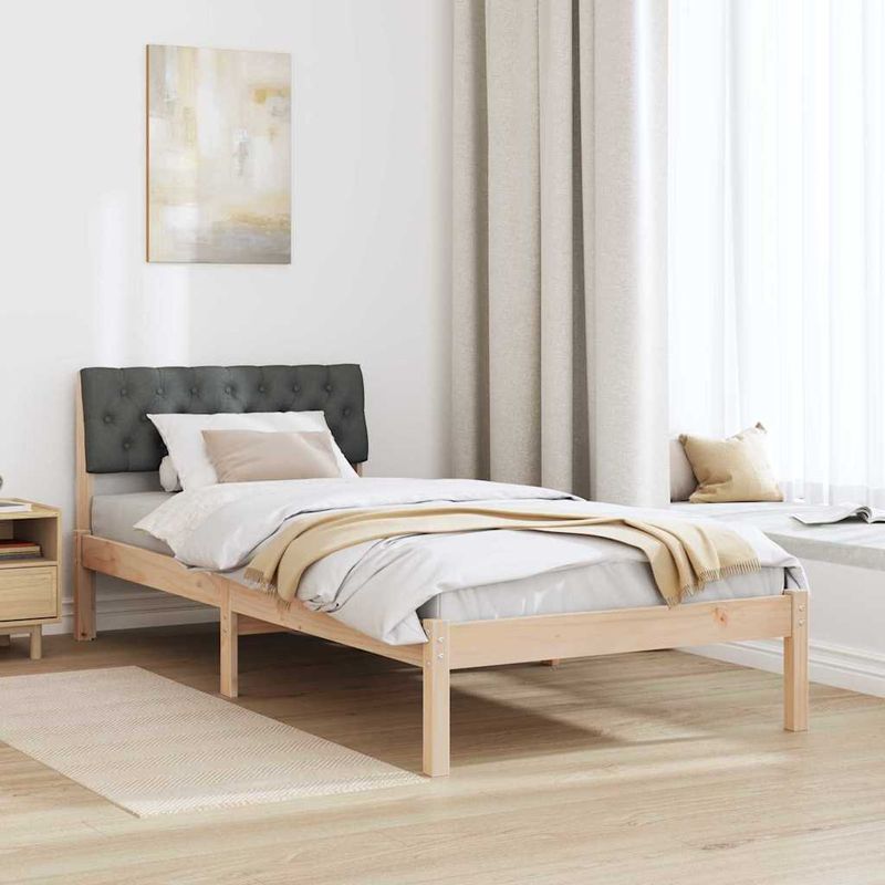 Casa si Gradina - Mobilier - Paturi si accesorii - Paturi - Cadru de pat maro si gri inchis 90 x 190 cm Lemn masiv de pin - Infinity.ro