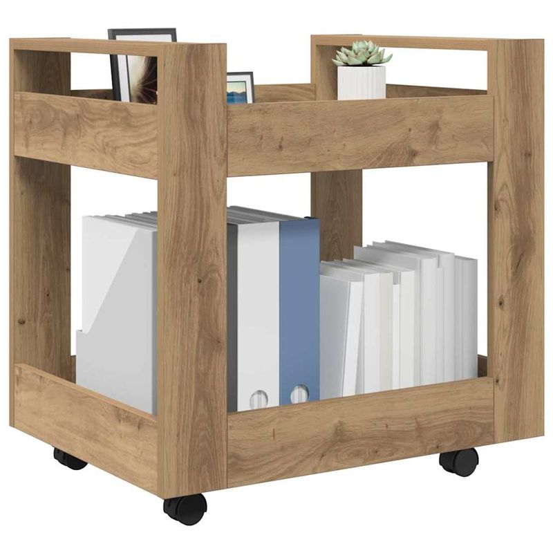 Casa si Gradina - Mobilier - Organizare si depozitare - Cutii depozitare - Carucior Birou Stejar Artizanal 60 x 45 x 60 cm Lemn compozit - Infinity.ro
