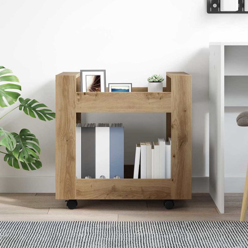 Casa si Gradina - Mobilier - Organizare si depozitare - Cutii depozitare - Carucior Birou Stejar Artizanal 60 x 45 x 60 cm Lemn compozit - Infinity.ro