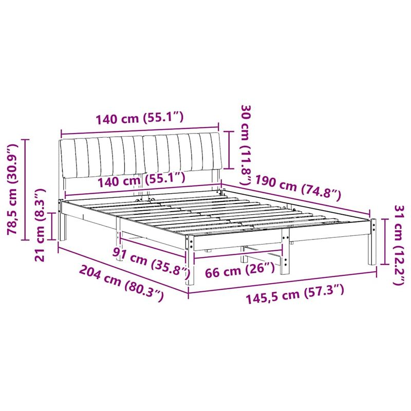 Casa si Gradina - Mobilier - Paturi si accesorii - Paturi - Cadru de pat Alb si gri deschis 140 x 190 cm Lemn masiv de pin - Infinity.ro