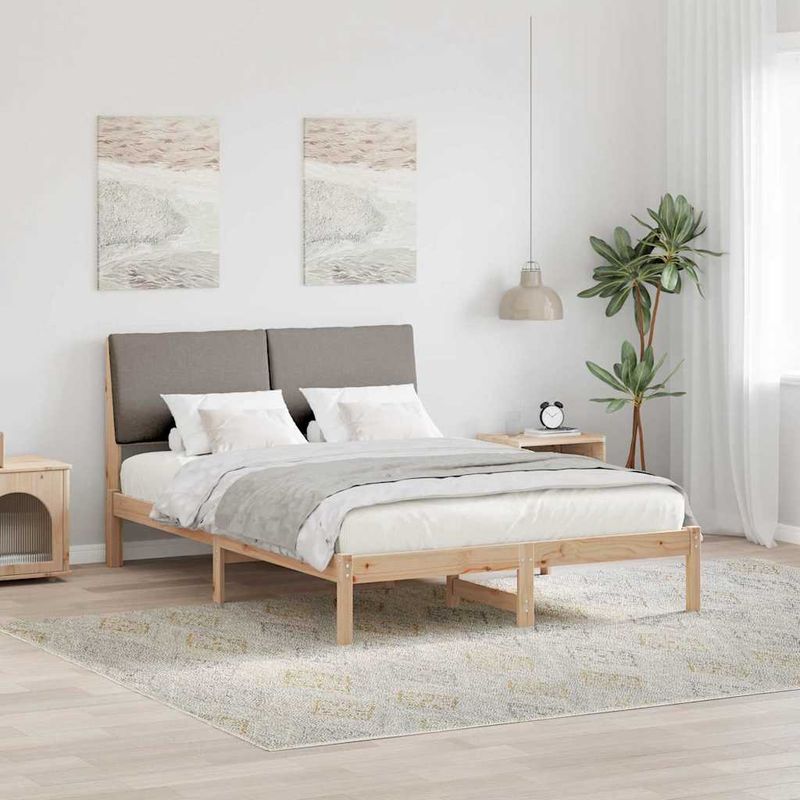 Casa si Gradina - Mobilier - Paturi si accesorii - Paturi - Cadru de pat Maroniu si taupe 140 x 200 cm Lemn masiv de pin - Infinity.ro