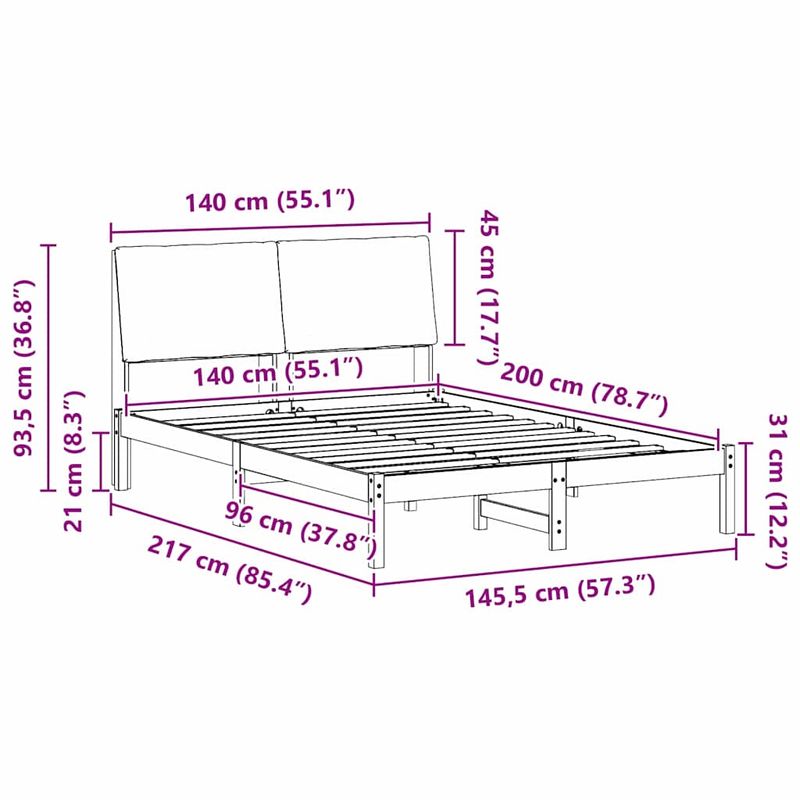 Casa si Gradina - Mobilier - Paturi si accesorii - Paturi - Cadru de pat Maroniu si taupe 140 x 200 cm Lemn masiv de pin - Infinity.ro