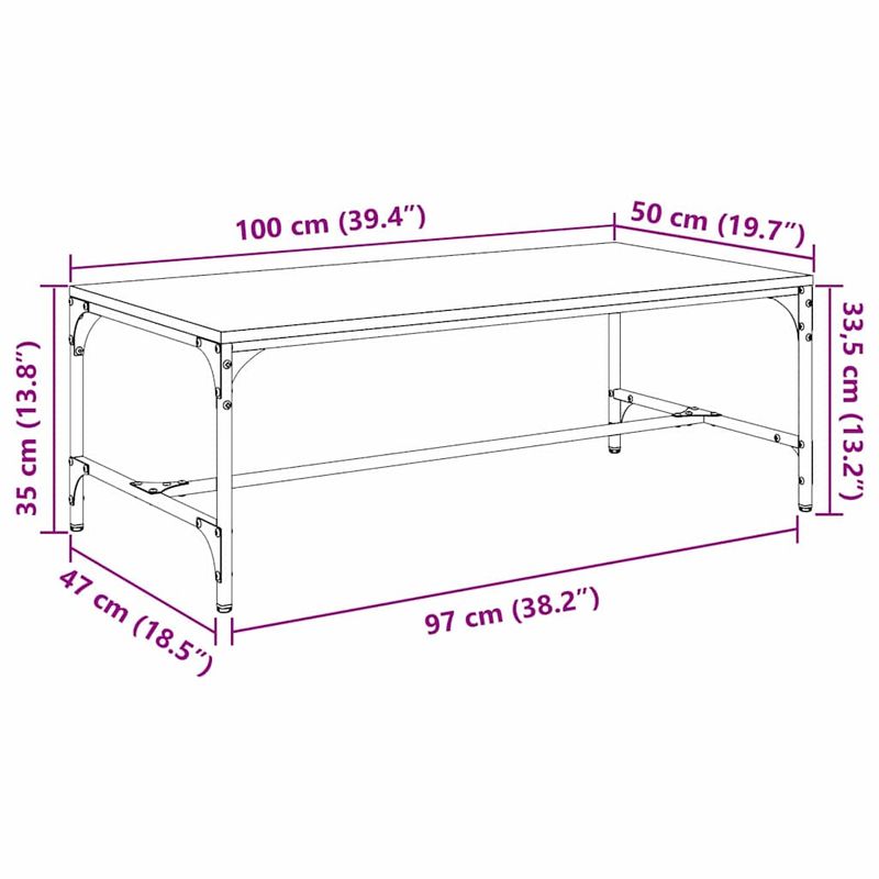 Casa si Gradina - Mobilier - Mese si birouri - Masute de cafea - Masa de cafea Stejar Artizanal 100 x 50 x 35 cm Lemn compozit - Infinity.ro