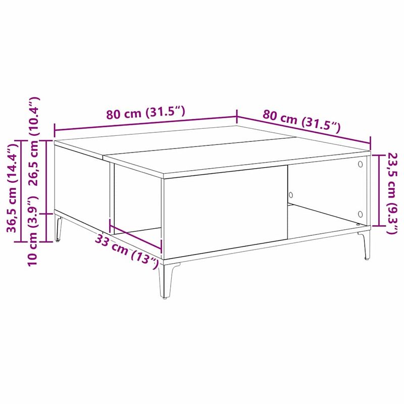 Casa si Gradina - Mobilier - Mese si birouri - Masute de cafea - Masa de cafea Lemn Vechi 80 x 80 x 36,5 cm Lemn compozit - Infinity.ro