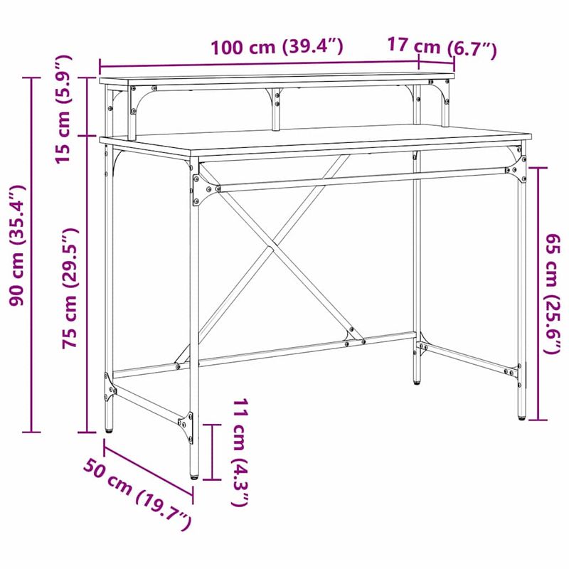 Casa si Gradina - Mobilier - Mese si birouri - Birouri - Birou Stejar Negru 100 x 50 x 90 cm Lemn compozit - Infinity.ro