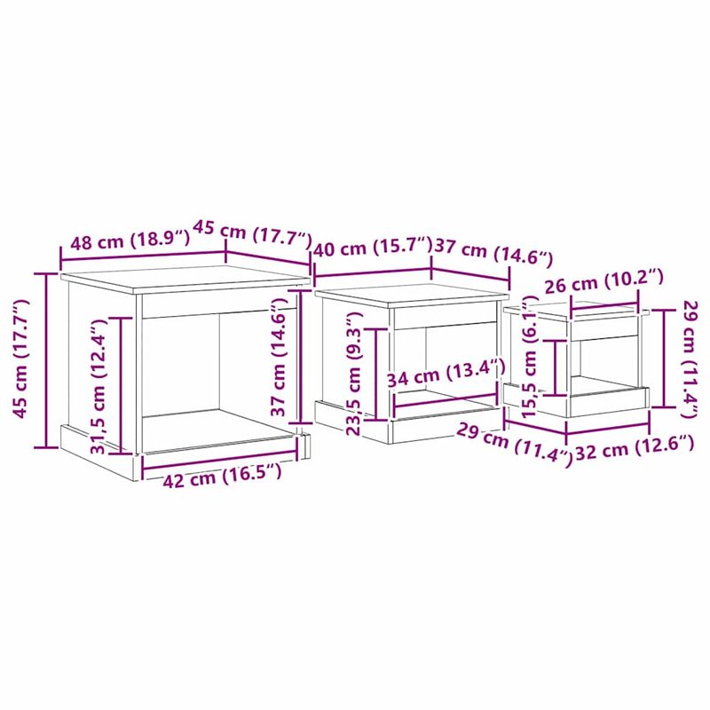 Casa si Gradina - Mobilier - Mese si birouri - Masute de cafea - Masa de cafea 3 pcs Stejar Negru Lemn compozit - Infinity.ro