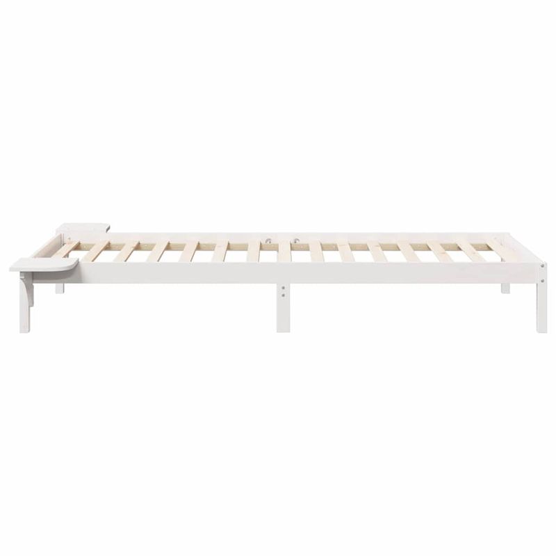 Casa si Gradina - Mobilier - Paturi si accesorii - Paturi - Cadru de pat cu mese laterale Alb 80 x 220 cm Lemn de pin masiv - Infinity.ro
