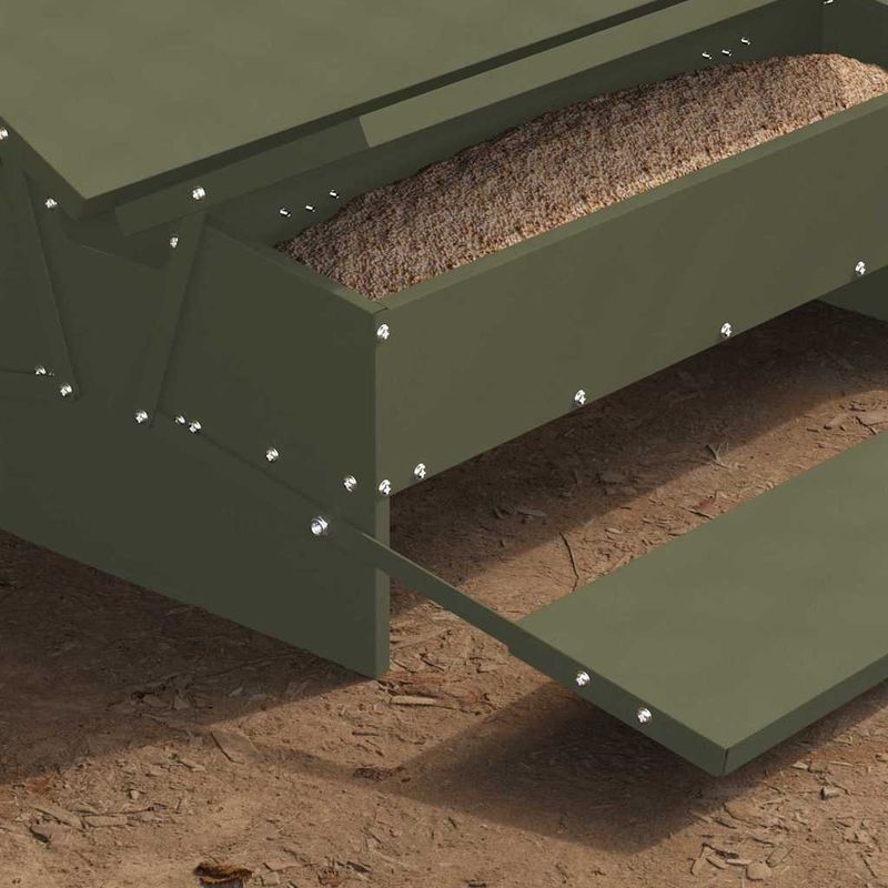 Petshop - Accesorii petshop - Castroane si adapatori - Hranitor cu pedale pentru pui Verde masliniu 75 x 53 x 20,5 cm - Infinity.ro