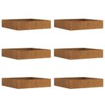 Casa si Gradina - Gradina si terasa - Garduri, panouri si accesorii - Margine pentru gazon 6 pcs Ruginit 60 x 60 x 13 cm - Infinity.ro