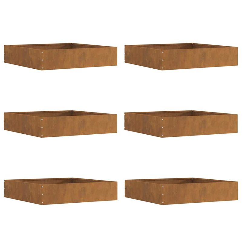 Casa si Gradina - Gradina si terasa - Garduri, panouri si accesorii - Margine pentru gazon 6 pcs Ruginit 60 x 60 x 13 cm - Infinity.ro