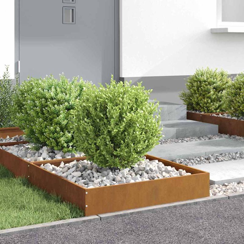 Casa si Gradina - Gradina si terasa - Garduri, panouri si accesorii - Margine pentru gazon 6 pcs Ruginit 60 x 60 x 13 cm - Infinity.ro