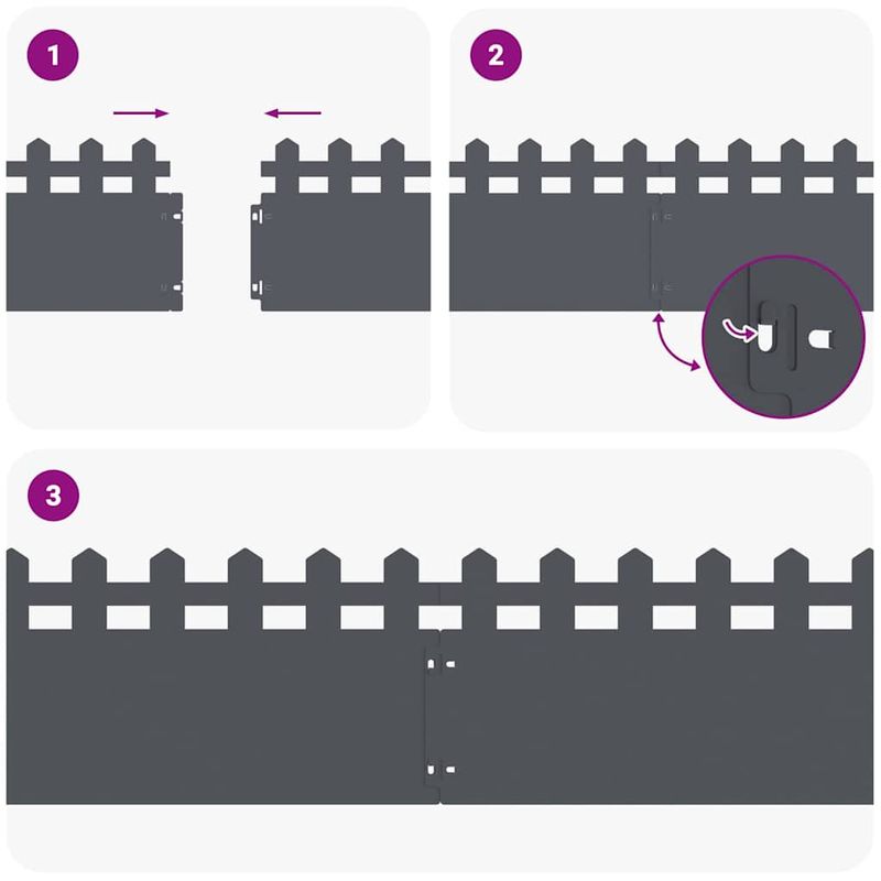 Casa si Gradina - Gradina si terasa - Garduri, panouri si accesorii - Borduri pentru gazon 10 pcs Antracit 103 x 0,05 x 22 cm Otel - Infinity.ro