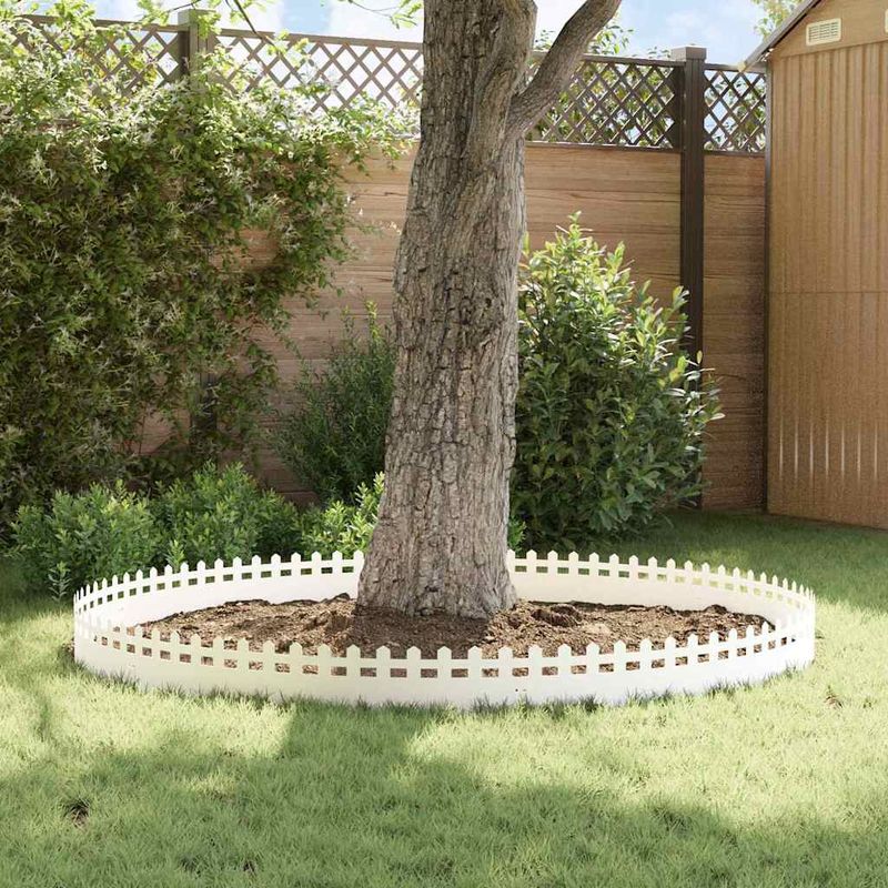 Casa si Gradina - Gradina si terasa - Garduri, panouri si accesorii - Borduri pentru gazon 20 pcs Alb 103 x 0,05 x 22 cm Otel - Infinity.ro