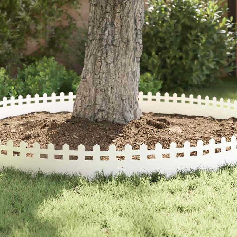 Casa si Gradina - Gradina si terasa - Garduri, panouri si accesorii - Borduri pentru gazon 20 pcs Alb 103 x 0,05 x 22 cm Otel - Infinity.ro