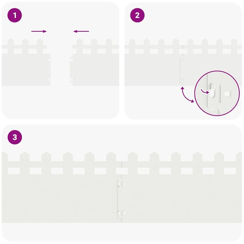 Casa si Gradina - Gradina si terasa - Garduri, panouri si accesorii - Borduri pentru gazon 20 pcs Alb 103 x 0,05 x 22 cm Otel - Infinity.ro