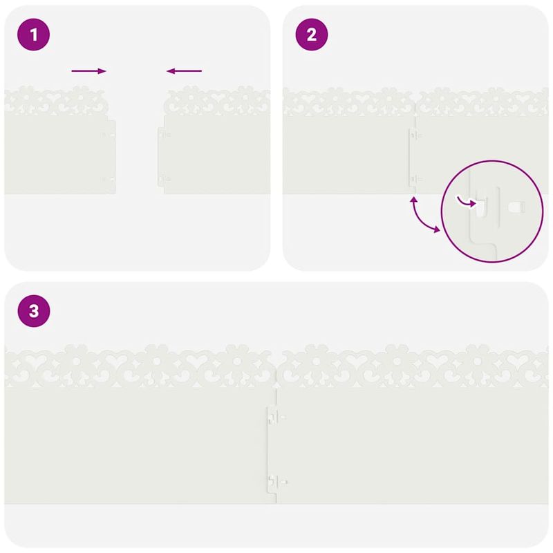 Casa si Gradina - Gradina si terasa - Garduri, panouri si accesorii - Borduri pentru gazon 30 pcs Alb 103 x 0,05 x 22 cm Otel - Infinity.ro