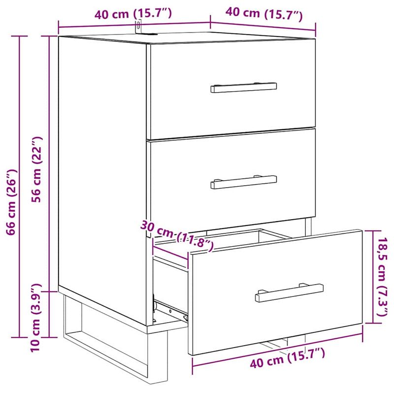 Casa si Gradina - Mobilier - Comode si corpuri - Noptiere - Noptiera Lemn Vechi 40 x 40 x 66 cm Lemn compozit - Infinity.ro