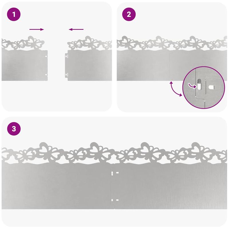 Casa si Gradina - Gradina si terasa - Garduri, panouri si accesorii - Borduri pentru gazon 20 pcs Argintiu 103 x 0,05 x 22 cm - Infinity.ro