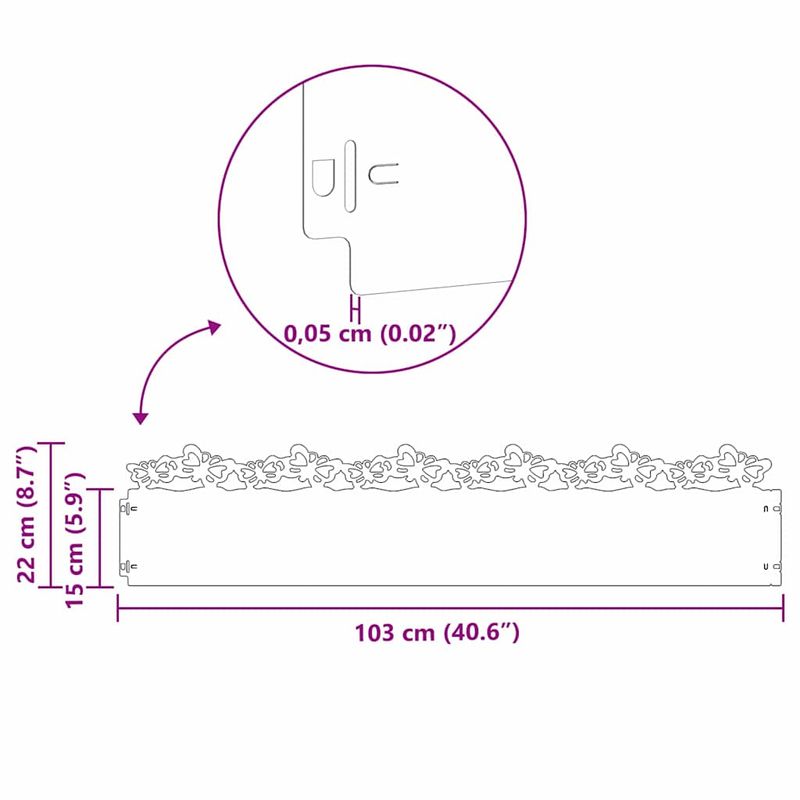 Casa si Gradina - Gradina si terasa - Garduri, panouri si accesorii - Borduri pentru gazon 20 pcs Argintiu 103 x 0,05 x 22 cm - Infinity.ro