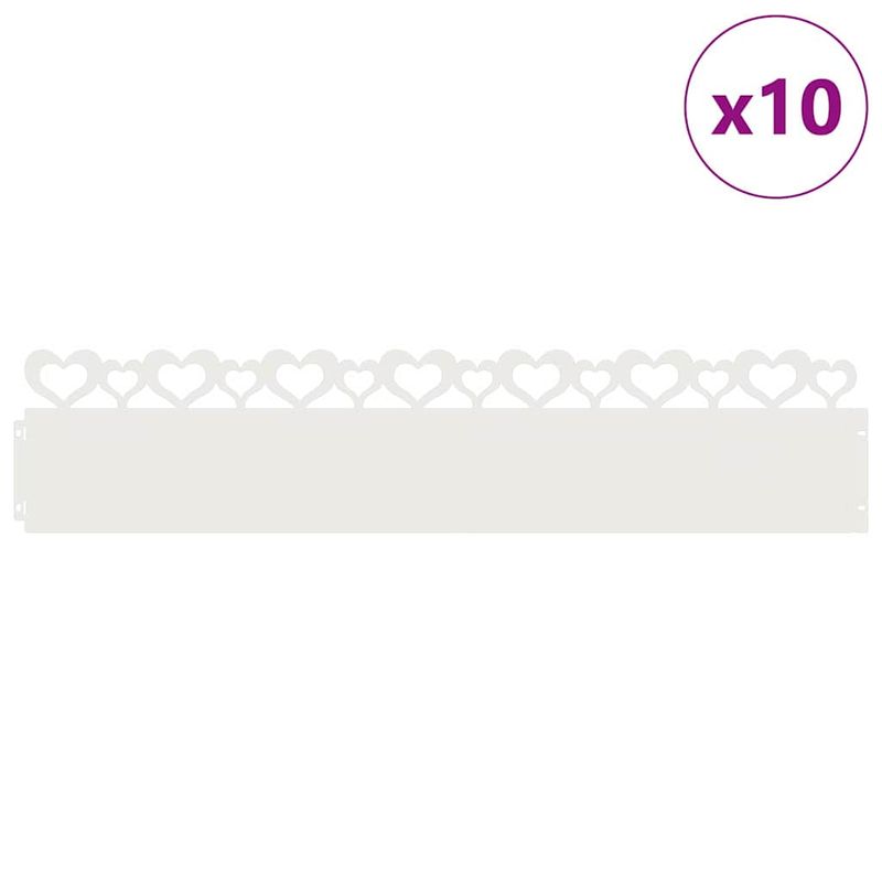 Casa si Gradina - Gradina si terasa - Garduri, panouri si accesorii - Borduri pentru gazon 10 pcs Alb 103 x 0,05 x 22 cm Otel - Infinity.ro