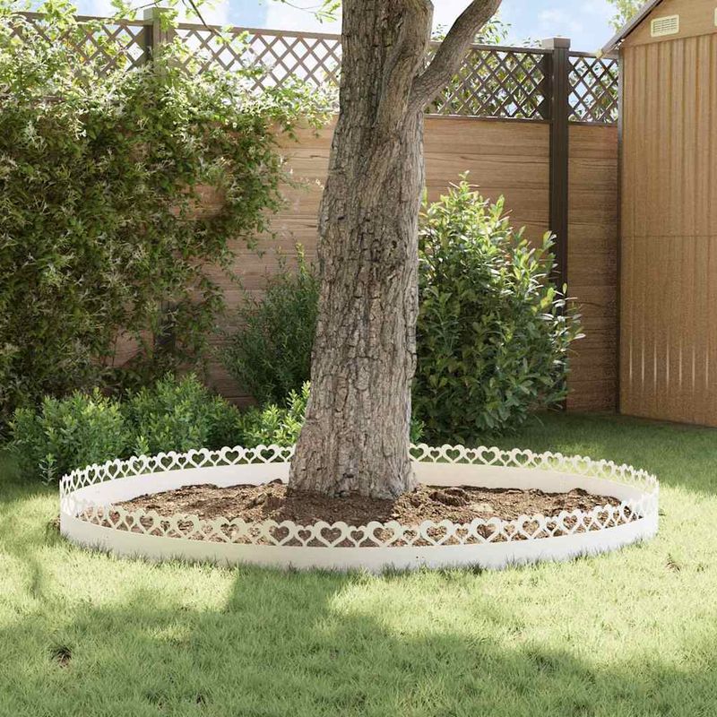 Casa si Gradina - Gradina si terasa - Garduri, panouri si accesorii - Borduri pentru gazon 10 pcs Alb 103 x 0,05 x 22 cm Otel - Infinity.ro