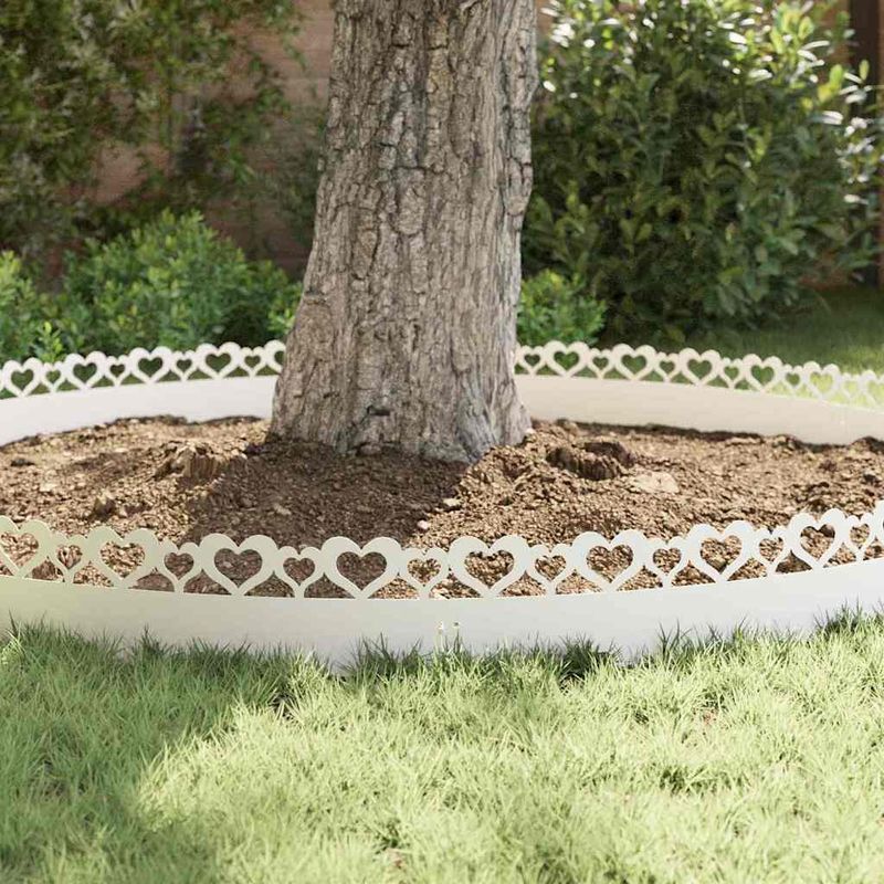 Casa si Gradina - Gradina si terasa - Garduri, panouri si accesorii - Borduri pentru gazon 10 pcs Alb 103 x 0,05 x 22 cm Otel - Infinity.ro