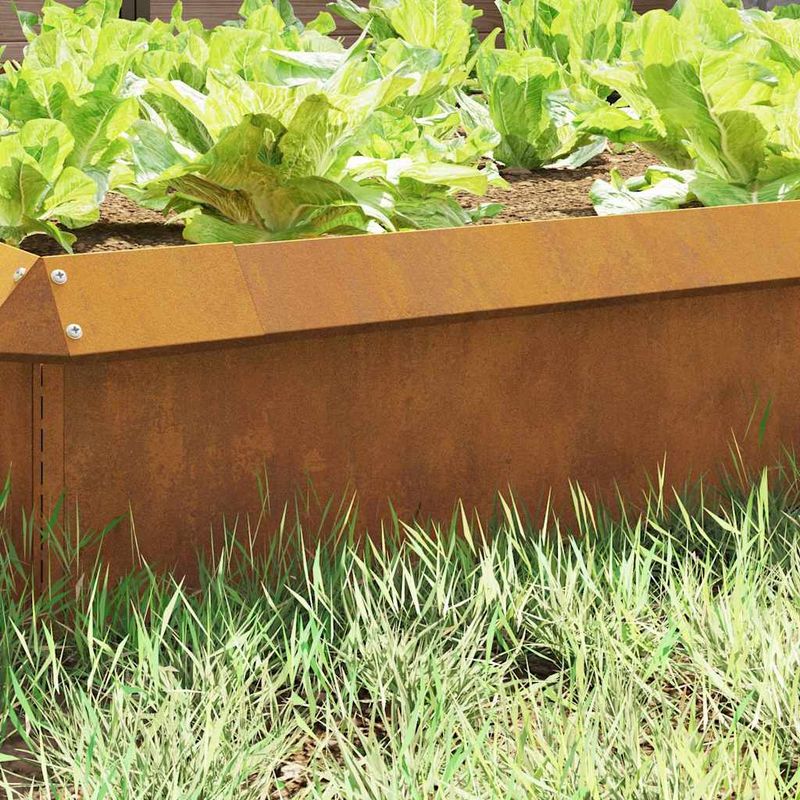 Casa si Gradina - Gradina si terasa - Garduri, panouri si accesorii - Gard pentru melci 4 pcs Ruginit 100 x 3,5 x 25 cm - Infinity.ro