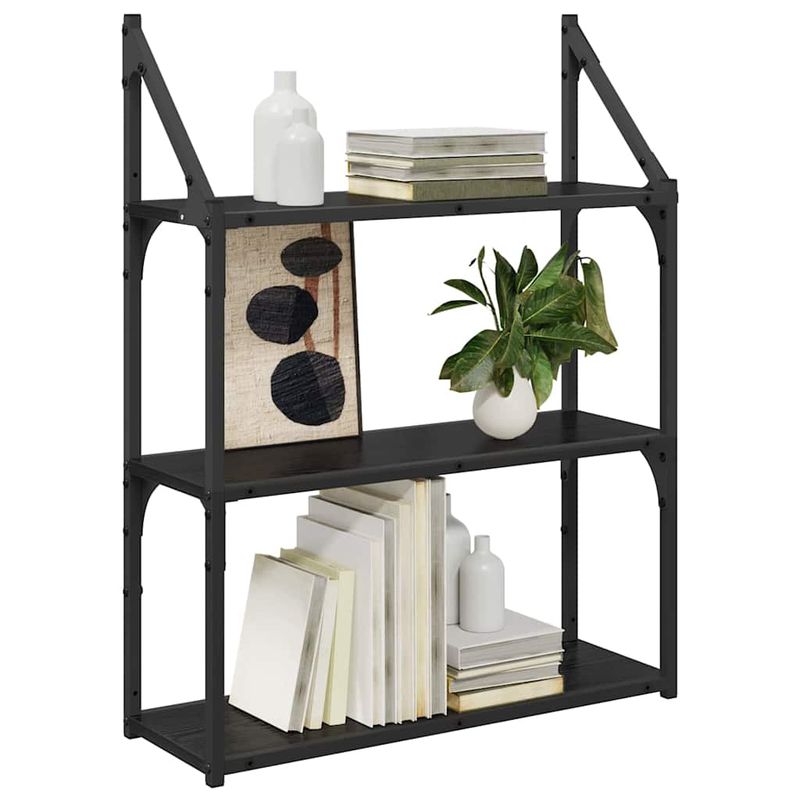 Casa si Gradina - Mobilier - Biblioteci si rafturi - Rafturi - Raft de perete Stejar Negru 60 x 21 x 78,5 cm Lemn compozit - Infinity.ro