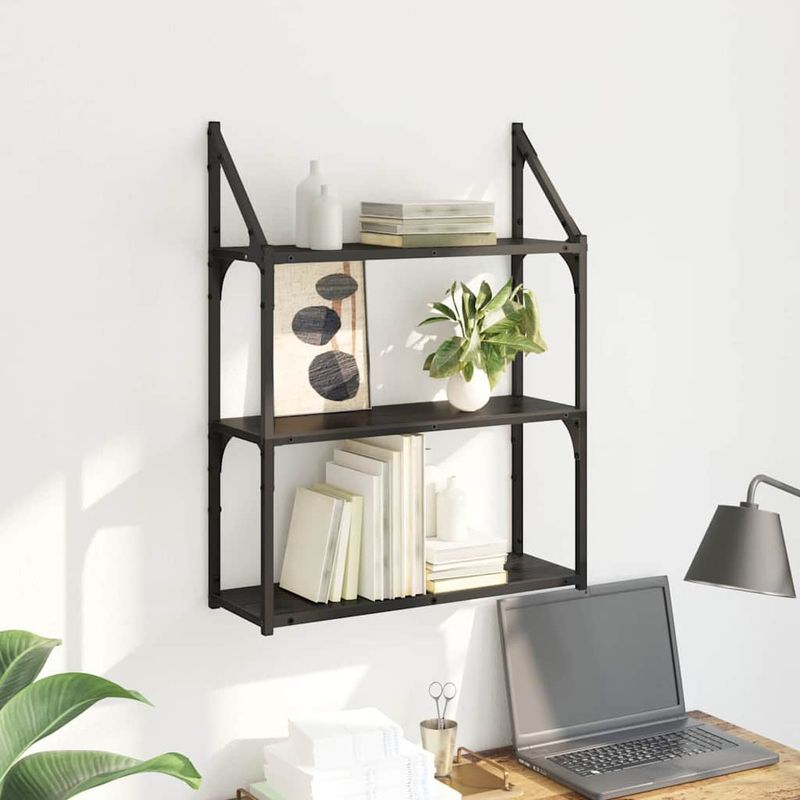 Casa si Gradina - Mobilier - Biblioteci si rafturi - Rafturi - Raft de perete Stejar Negru 60 x 21 x 78,5 cm Lemn compozit - Infinity.ro