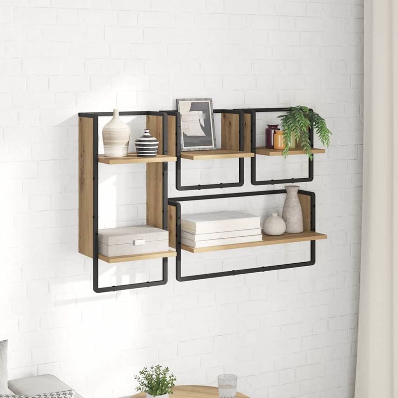 Casa si Gradina - Mobilier - Biblioteci si rafturi - Rafturi - Set rafturi de perete 4 pcs Stejar Artizanal 65 x 25 x 30 cm - Infinity.ro