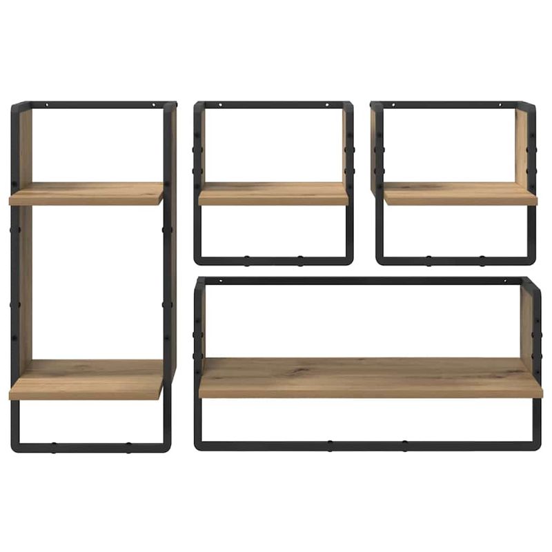Casa si Gradina - Mobilier - Biblioteci si rafturi - Rafturi - Set rafturi de perete 4 pcs Stejar Artizanal 65 x 25 x 30 cm - Infinity.ro