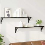 Casa si Gradina - Mobilier - Biblioteci si rafturi - Rafturi - Semele de perete cu raft 2 pcs Stejar Negru 80 x 15 x 15,5 cm - Infinity.ro