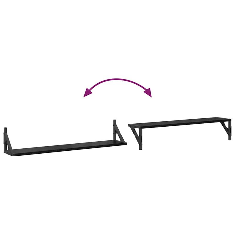 Casa si Gradina - Mobilier - Biblioteci si rafturi - Rafturi - Semele de perete cu raft 2 pcs Stejar Negru 80 x 15 x 15,5 cm - Infinity.ro