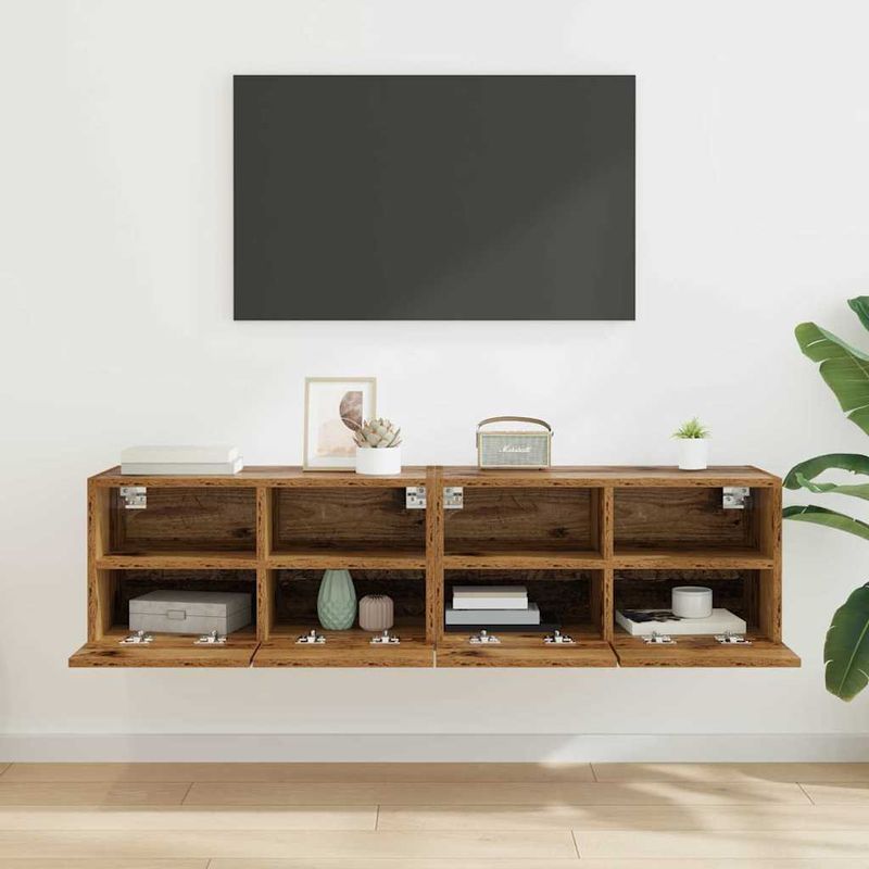 Casa si Gradina - Mobilier - Comode si corpuri - Comode - Dulapuri pentru TV Pe perete 2 pcs Lemn Vechi 60 x 30 x 30 cm - Infinity.ro