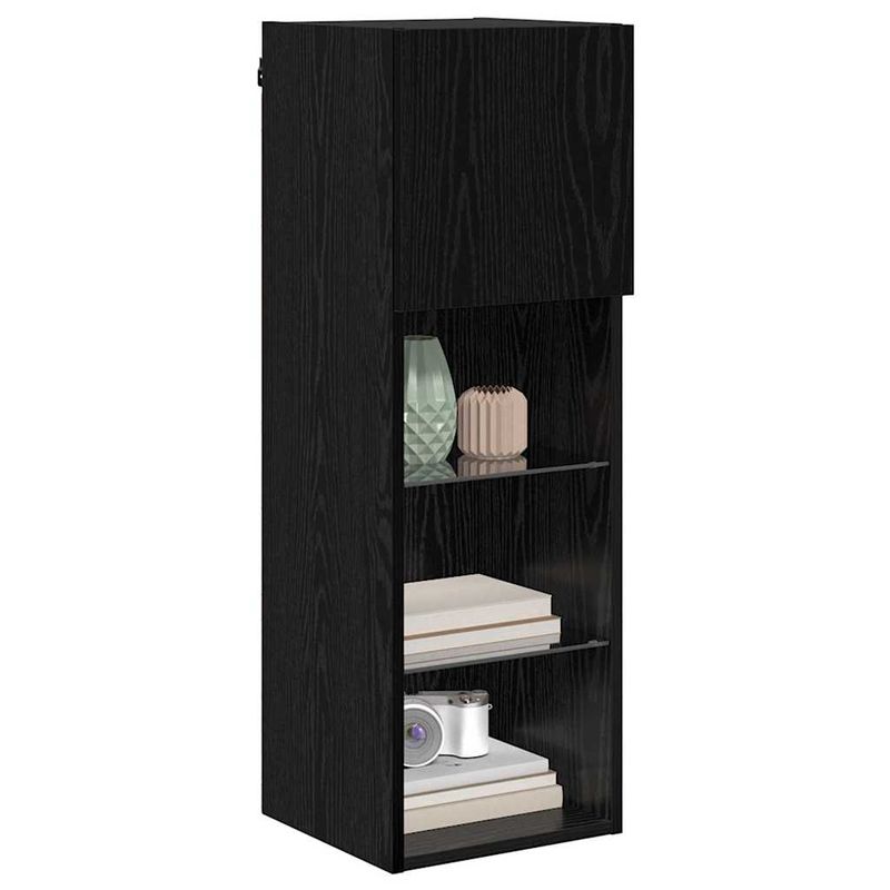 Casa si Gradina - Mobilier - Comode si corpuri - Comode - Sifonieri pentru TV montate pe perete 2 pcs Stejar Negru - Infinity.ro