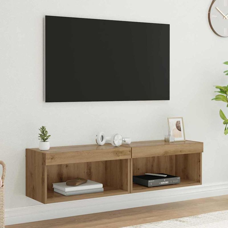 Casa si Gradina - Mobilier - Comode si corpuri - Comode - Dulapuri TV Pe perete 2 pcs Stejar Artizanal 60 x 30 x 30 cm - Infinity.ro