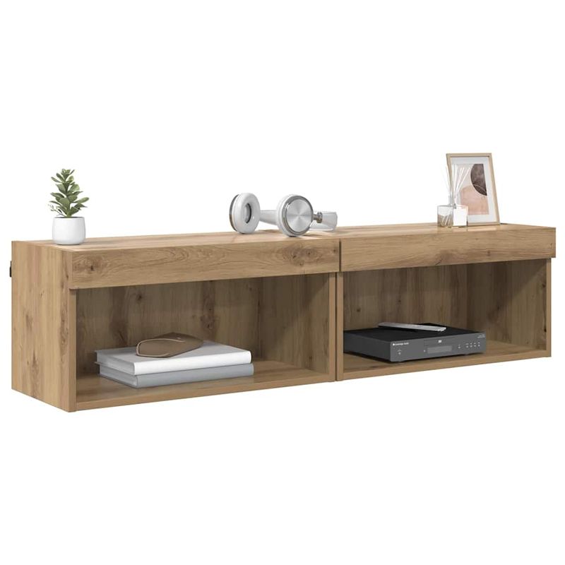 Casa si Gradina - Mobilier - Comode si corpuri - Comode - Dulapuri TV Pe perete 2 pcs Stejar Artizanal 60 x 30 x 30 cm - Infinity.ro
