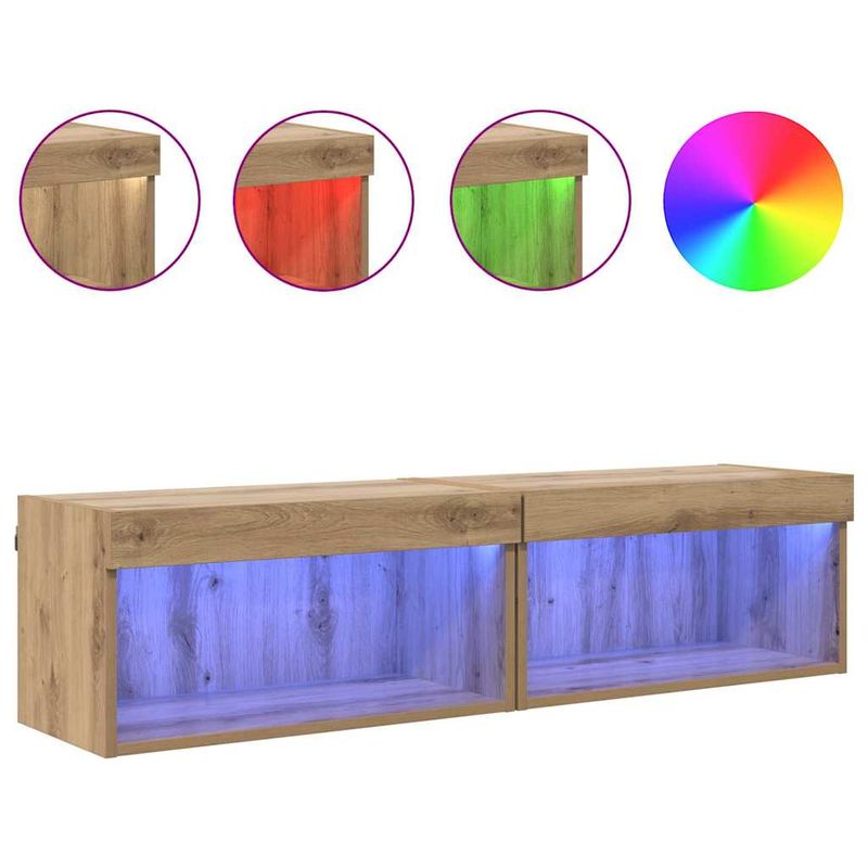 Casa si Gradina - Mobilier - Comode si corpuri - Comode - Dulapuri TV Pe perete 2 pcs Stejar Artizanal 60 x 30 x 30 cm - Infinity.ro