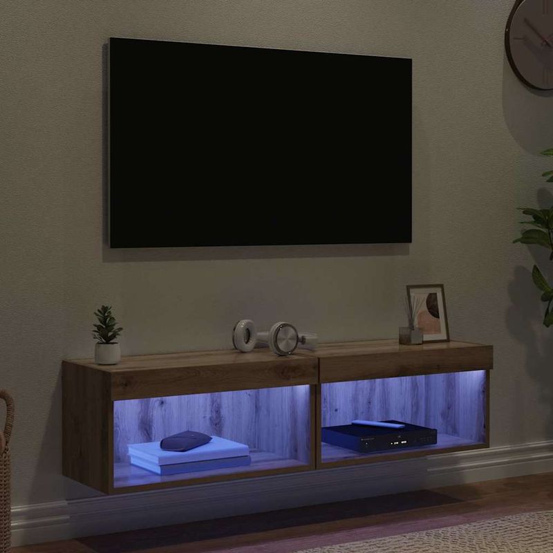 Casa si Gradina - Mobilier - Comode si corpuri - Comode - Dulapuri TV Pe perete 2 pcs Stejar Artizanal 60 x 30 x 30 cm - Infinity.ro