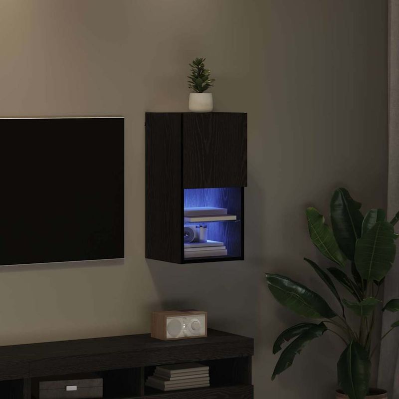 Casa si Gradina - Mobilier - Comode si corpuri - Comode - Sistem de TV montat pe perete Stejar Negru 30,5 x 30 x 60 cm - Infinity.ro