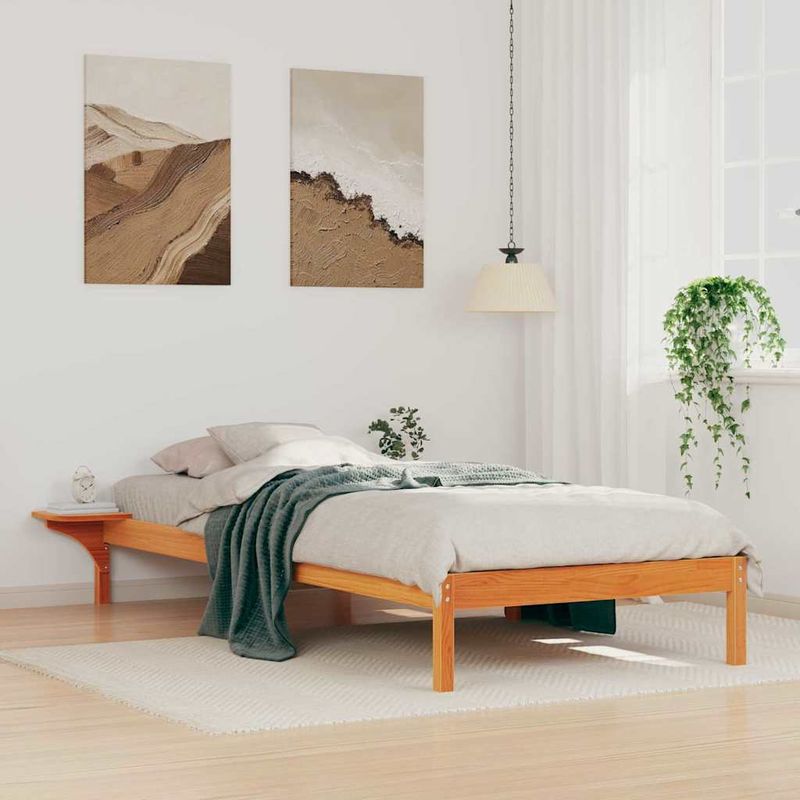 Casa si Gradina - Mobilier - Paturi si accesorii - Paturi - Cadru de pat cu mese laterale Maroniu cerat 90 x 210 cm - Infinity.ro