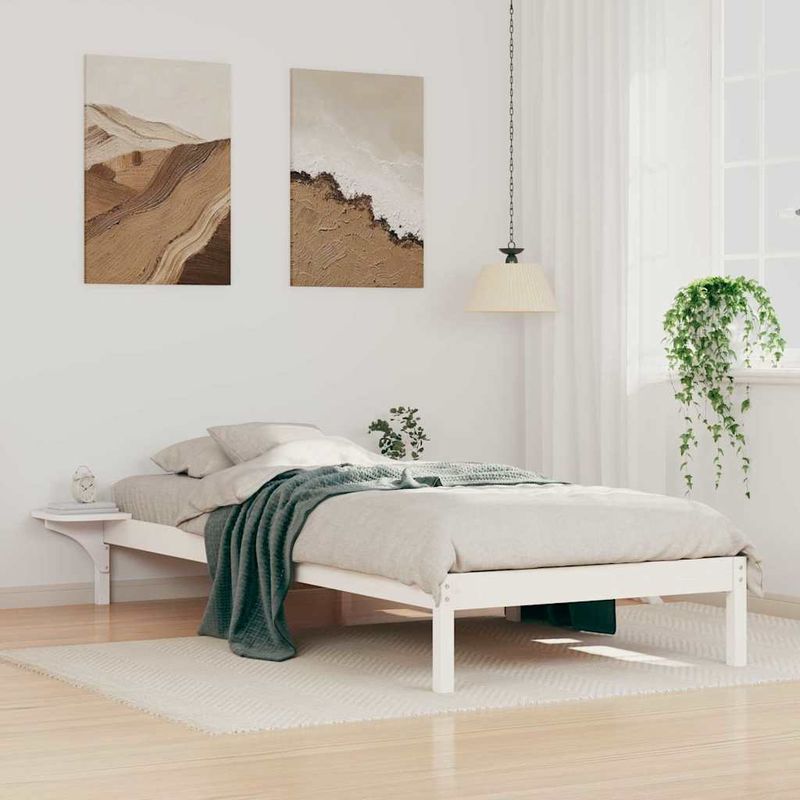 Casa si Gradina - Mobilier - Paturi si accesorii - Paturi - Cadru de pat cu mese laterale Alb 100 x 210 cm - Infinity.ro