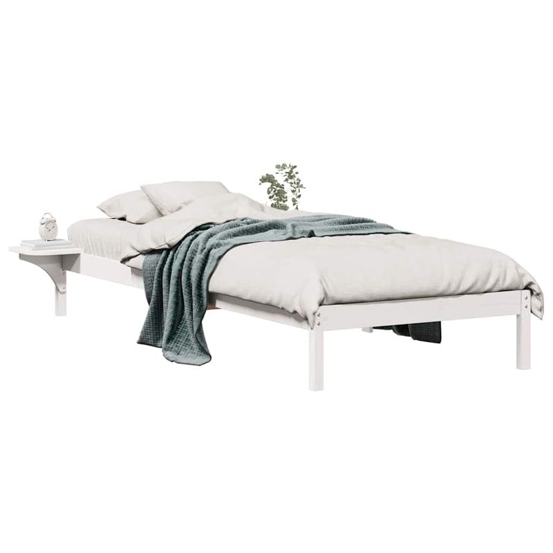 Casa si Gradina - Mobilier - Paturi si accesorii - Paturi - Cadru de pat cu mese laterale Alb 100 x 210 cm - Infinity.ro