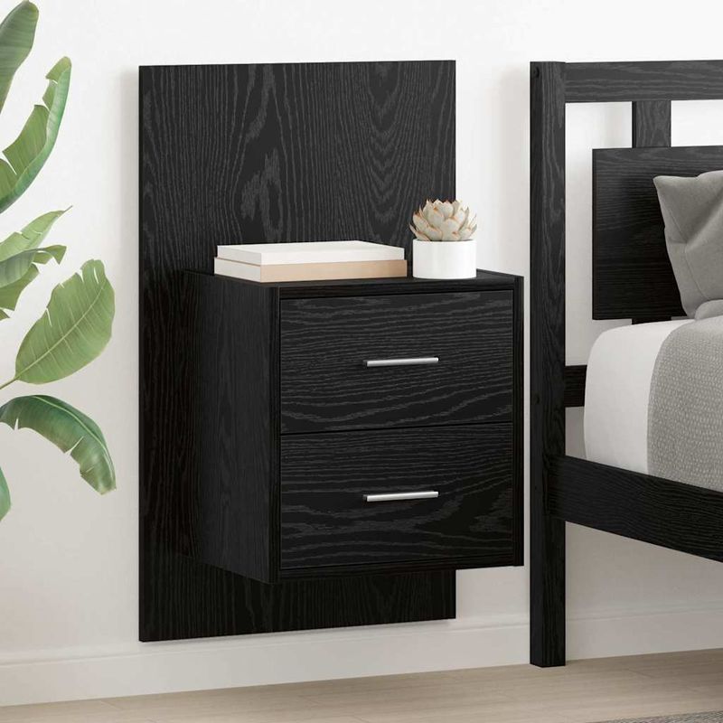 Casa si Gradina - Mobilier - Comode si corpuri - Noptiere - Noptiera suspendata 2 pcs Stejar Negru 48,5 x 32,5 x 80 cm - Infinity.ro