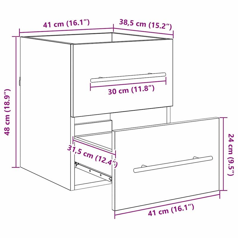 Casa si Gradina - Mobilier - Mobilier baie - Comode baie - Comoda de chiuveta cu sertar Stejar Artizanal 38,5 x 41 x 48 cm - Infinity.ro