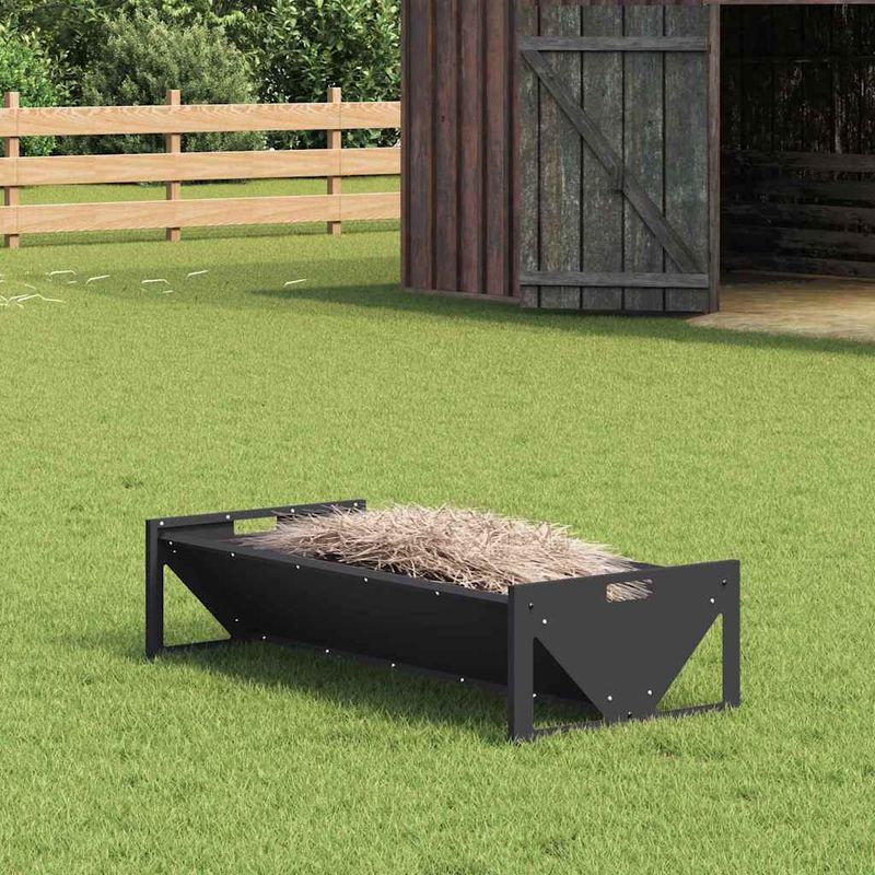 Petshop - Accesorii petshop - Castroane si adapatori - Jgheab pentru hranirea animalelor Negru 108 x 50 x 28 cm - Infinity.ro