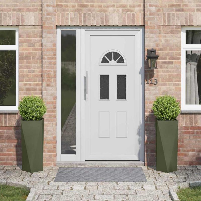 Casa si Gradina - Gradinarit si plante - Plante si ghivece - Ghivece si suporturi - Jardiniera 2 pcs Verde masliniu 30 x 30 x 75 cm Otel - Infinity.ro