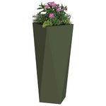 Casa si Gradina - Gradinarit si plante - Plante si ghivece - Ghivece si suporturi - Jardiniera 2 pcs Verde masliniu 30 x 30 x 75 cm Otel - Infinity.ro